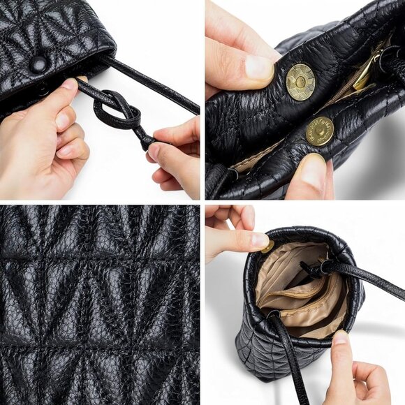 Chic Adjustable Leather Crossbody Purse with Card Slots and Bling Details - Picture 8 of 9